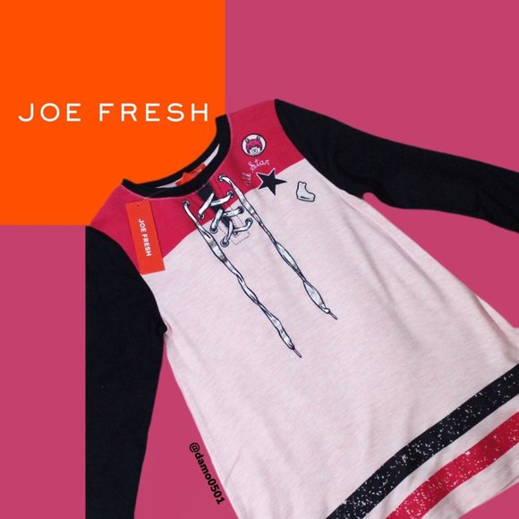NWT Joe Fresh Pink Graphic Hockey Inspired Dress - Picture 1 of 8